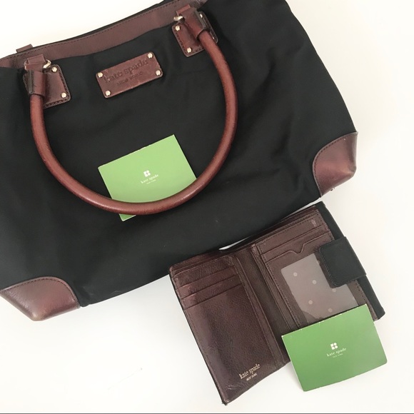 kate spade Handbags - ** Kate Spade **  black canvas tote and wallet set